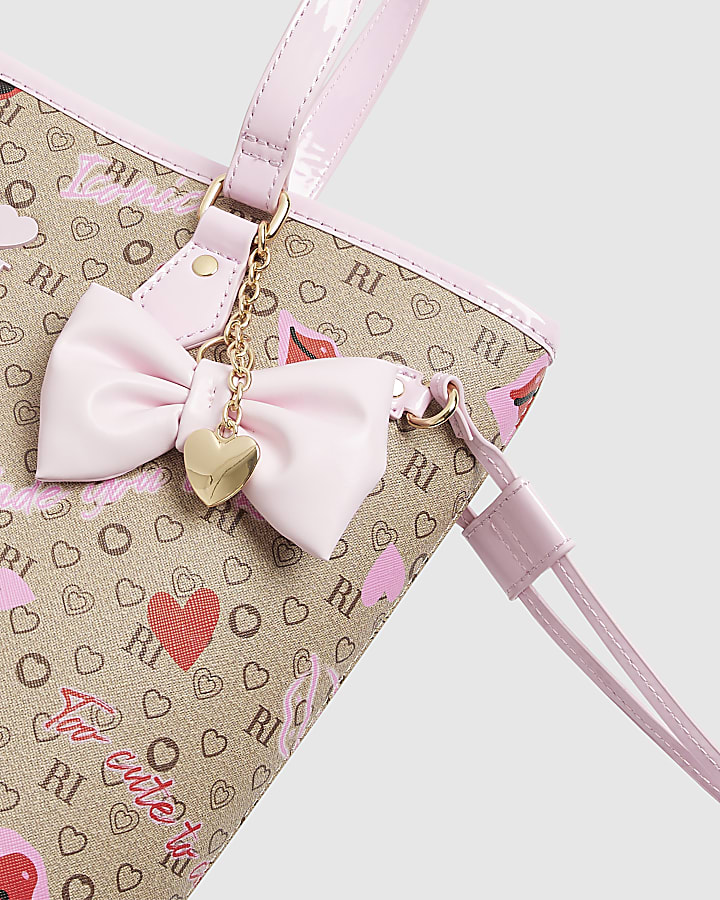 Girls Brown Ladybird Monogram Shopper Bag