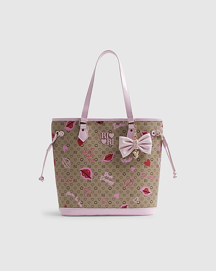 Girls Brown Ladybird Monogram Shopper Bag