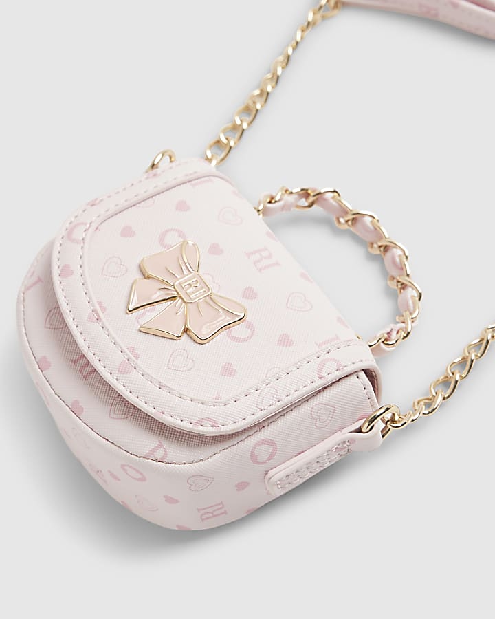 Girls Pink Monogram Cross Body Bag