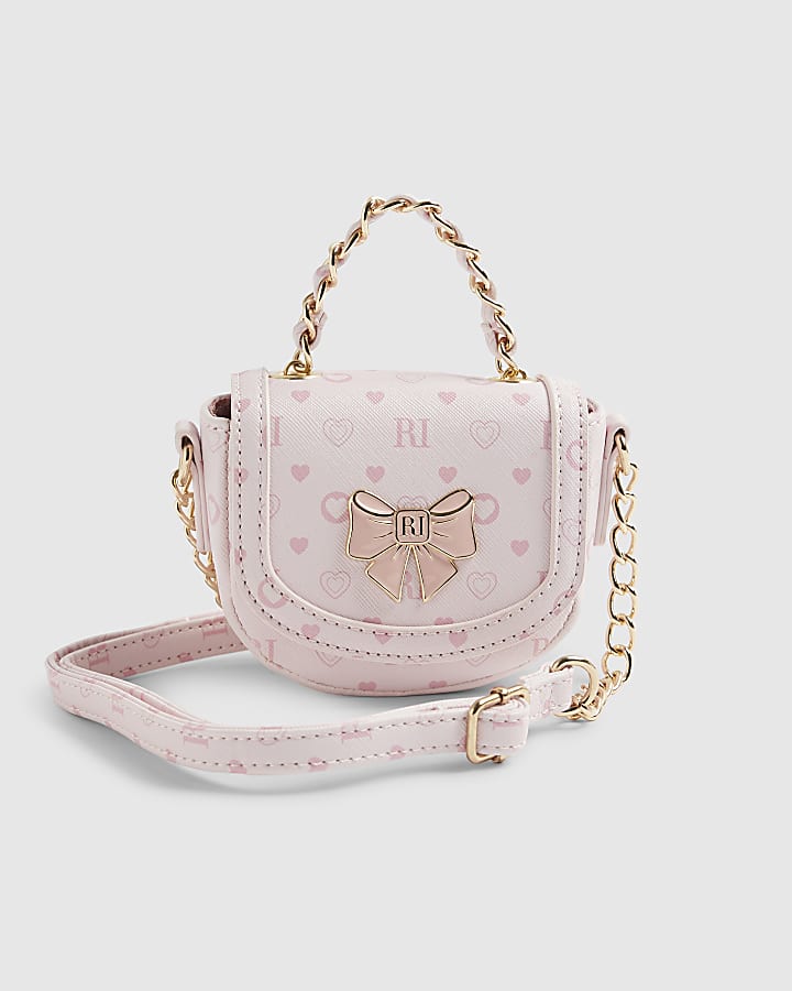 Girls Pink Monogram Cross Body Bag
