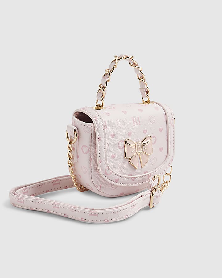 Girls Pink Monogram Cross Body Bag