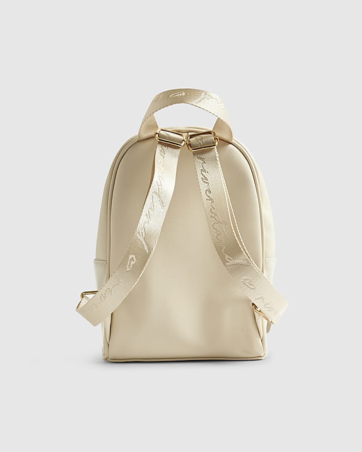 Girls Brown Heart Monogram Backpack