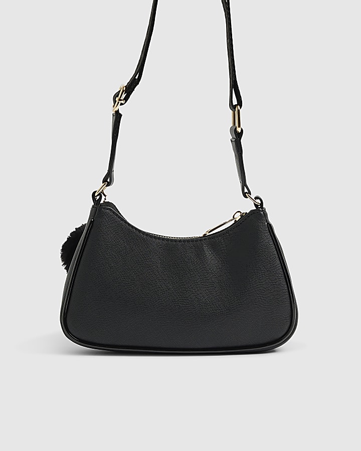 Girls Black Monogram Scoop Cross Body Bag