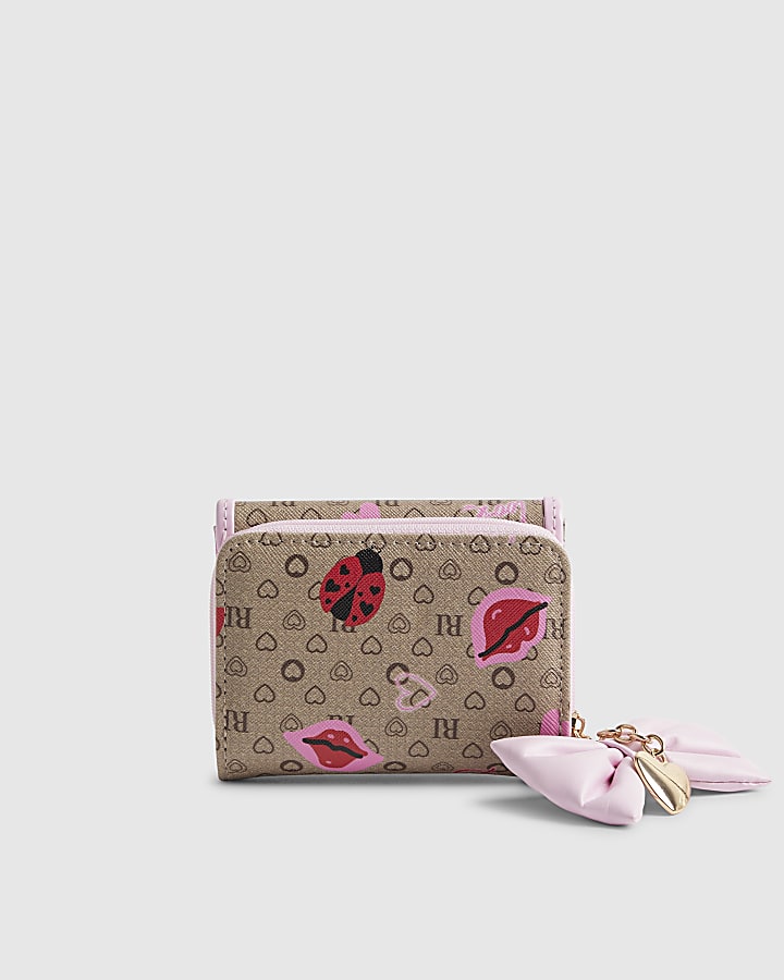 Girls Brown Ladybird RI Monogram Purse