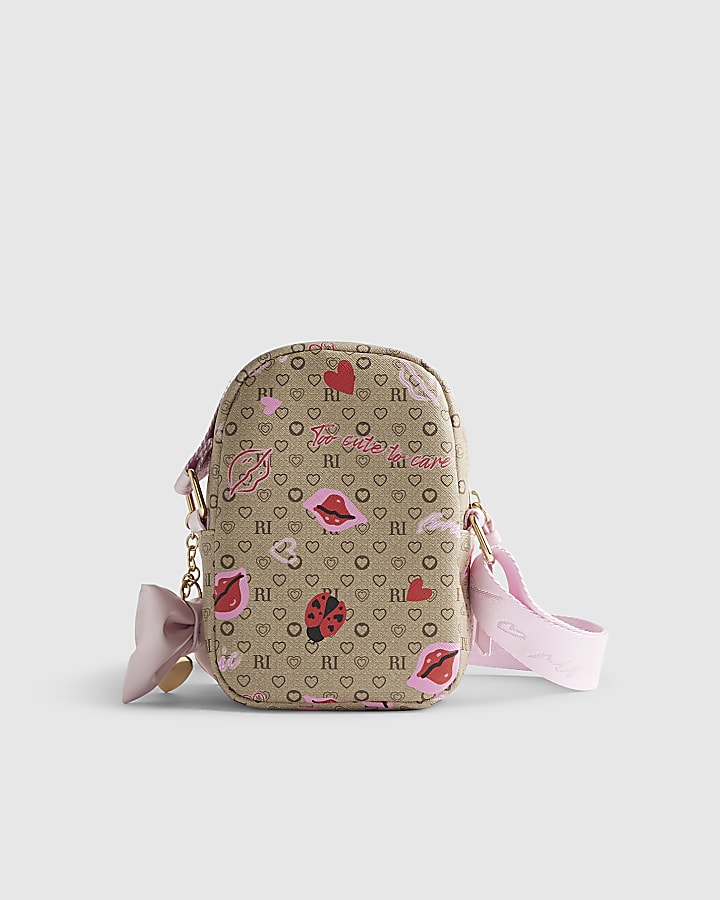 Girls Brown Lips Ladybird Cross Body Bag