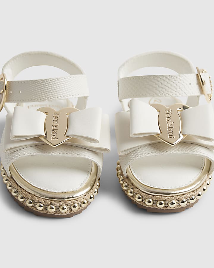 Mini Girls White Snake Bow Espadrille Sandals
