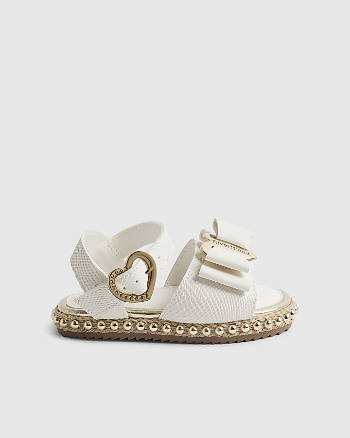 Mini Girls White Snake Bow Espadrille Sandals