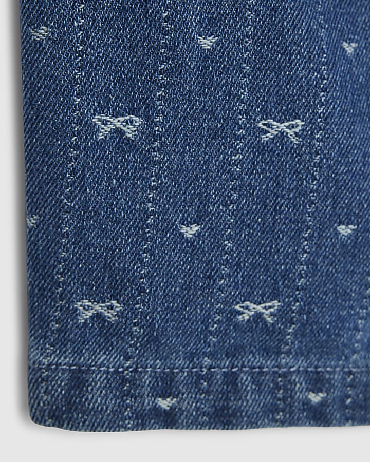 Mini Girls Blue Bow Barrel Jeans