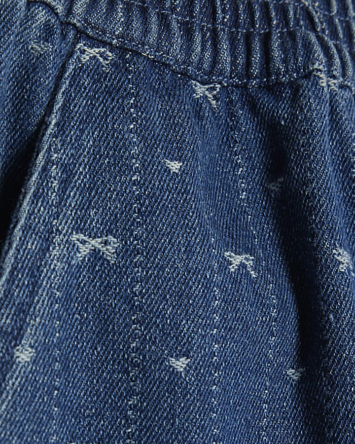 Mini Girls Blue Bow Barrel Jeans