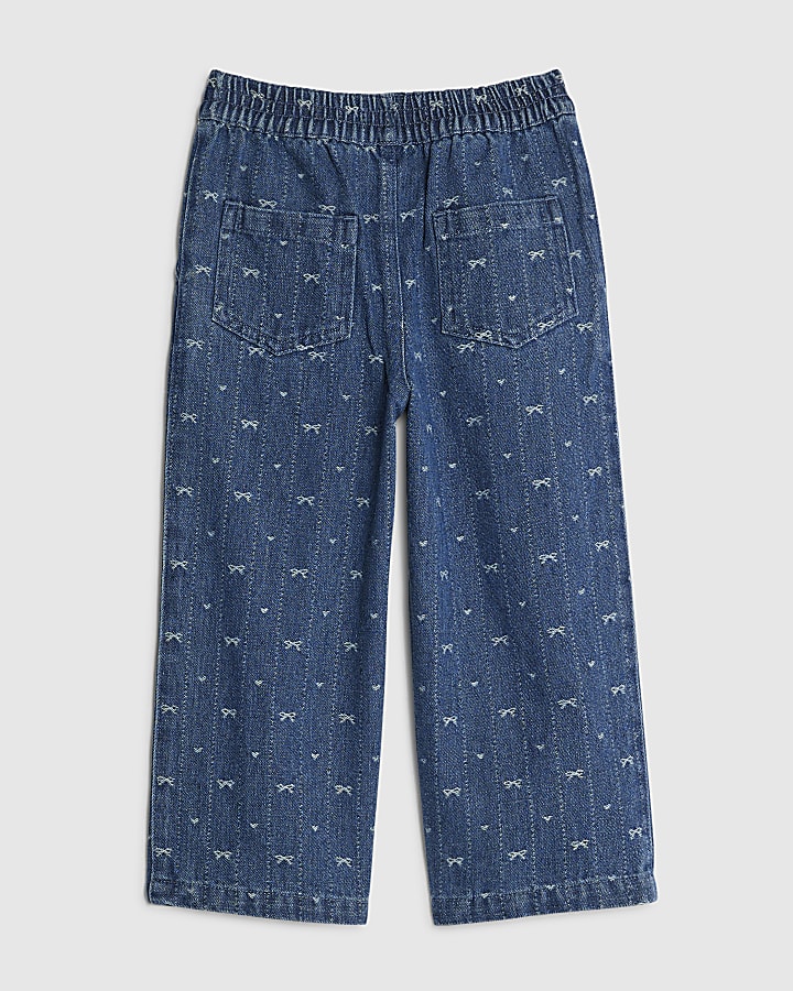 Mini Girls Blue Bow Barrel Jeans