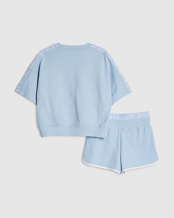 Girls Blue RI Waistband T-Shirt Set