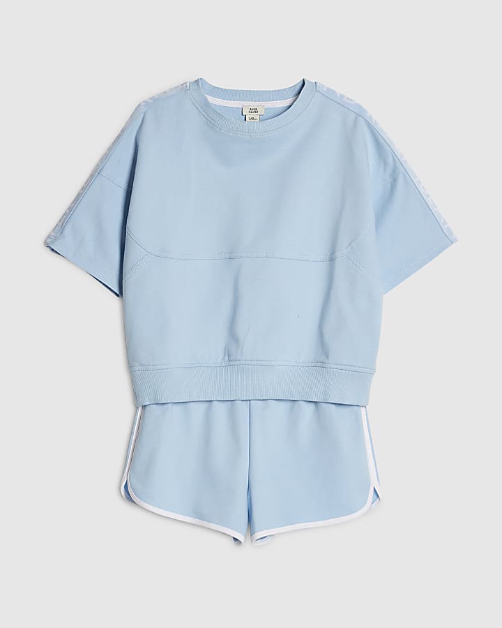 Girls Blue RI Waistband T-Shirt Set