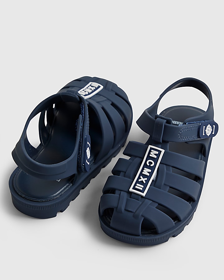Mini Boys Navy Caged Jelly Sandals
