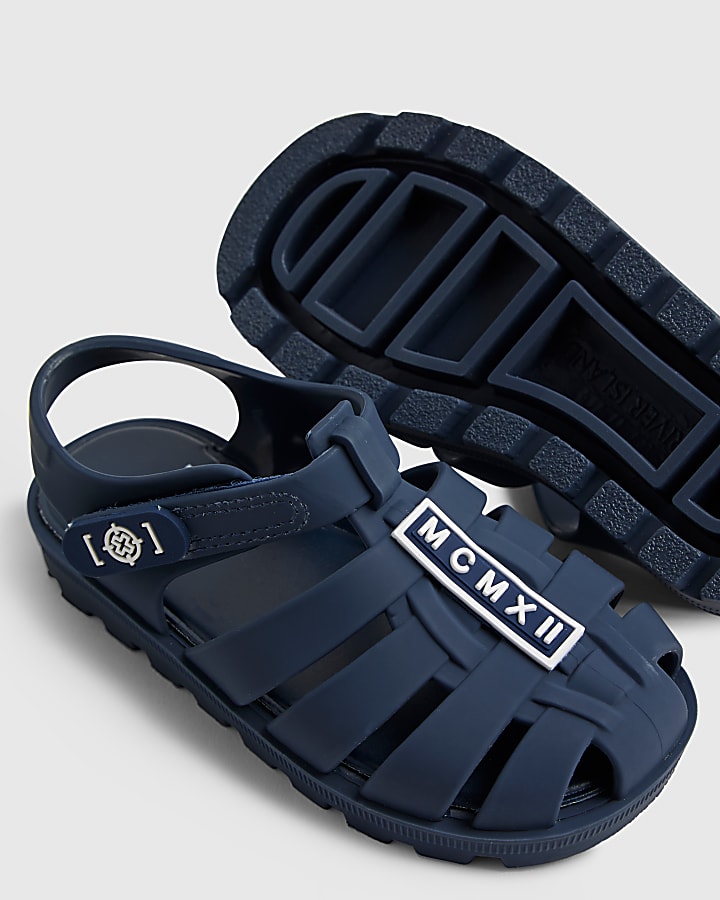 Mini Boys Navy Caged Jelly Sandals