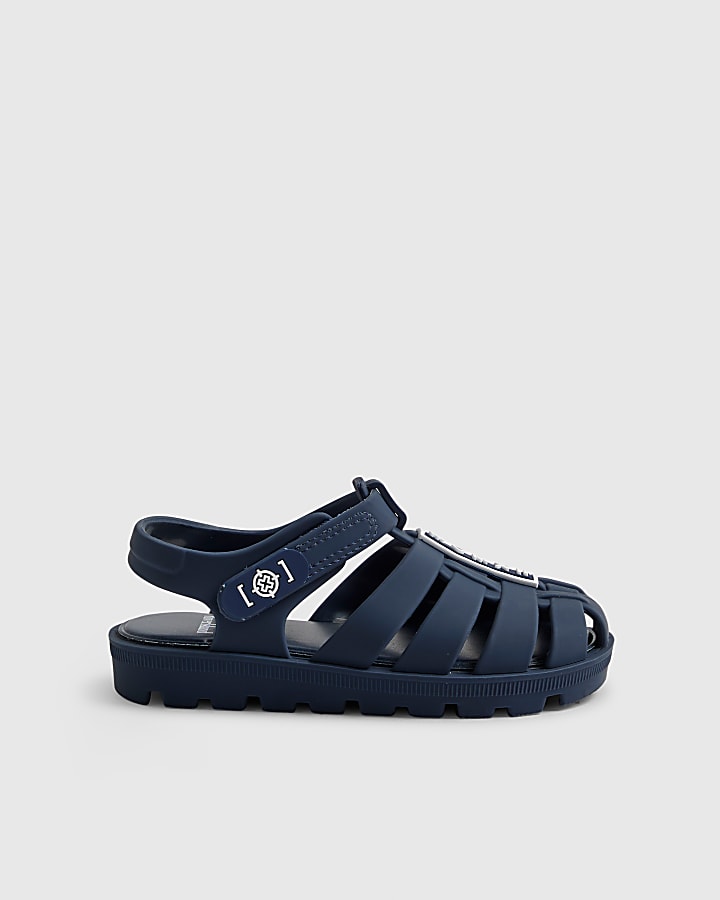 Mini Boys Navy Caged Jelly Sandals