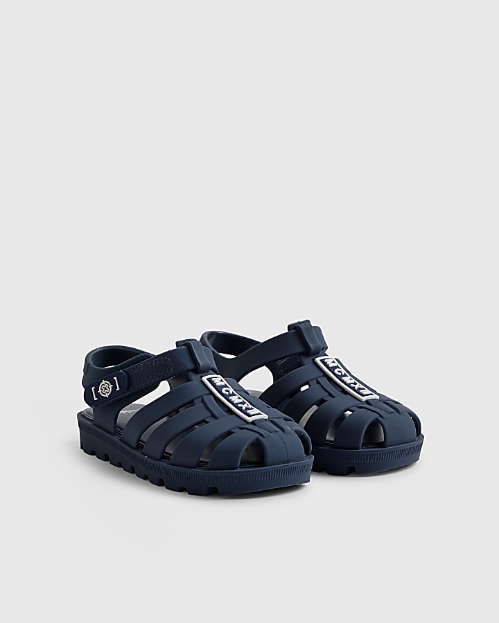 Mini Boys Navy Caged Jelly Sandals