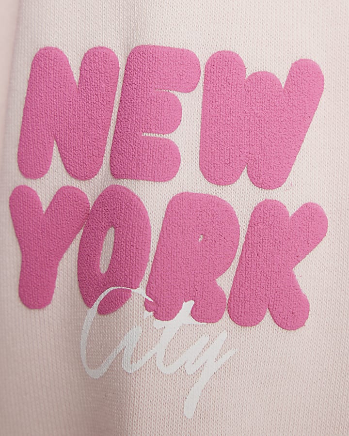 Mini Girls Pink New York Sweatshirt Set