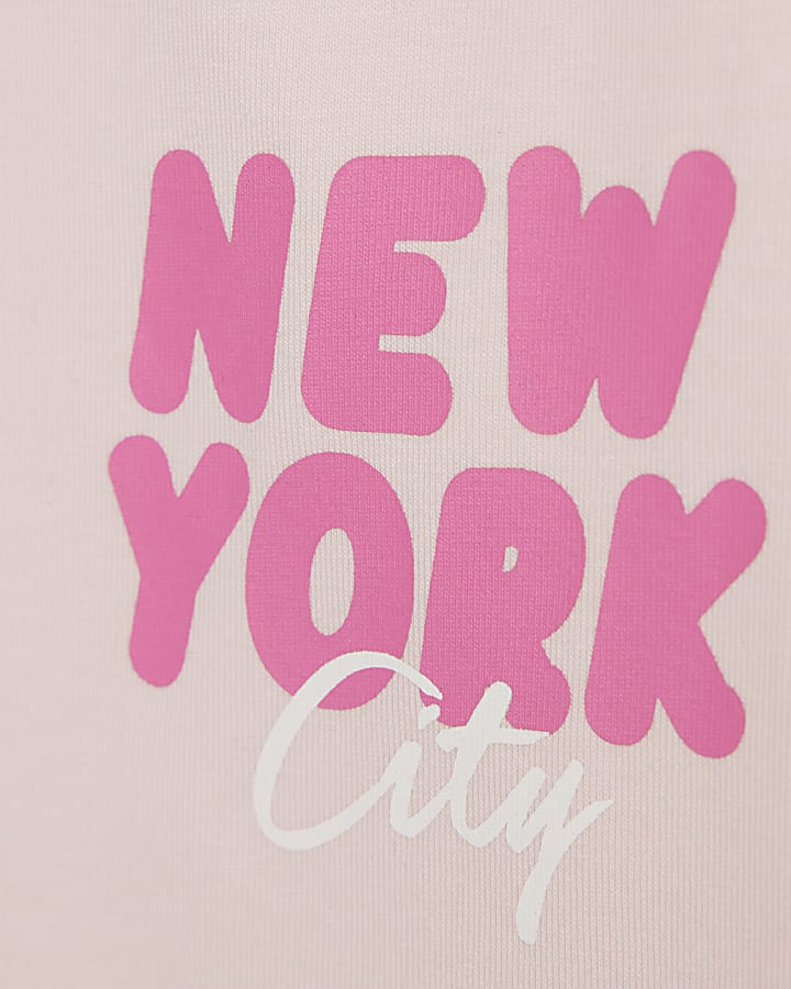 Mini Girls Pink New York Sweatshirt Set