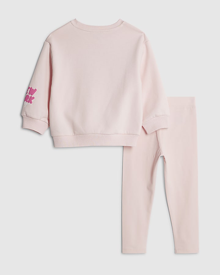 Mini Girls Pink New York Sweatshirt Set