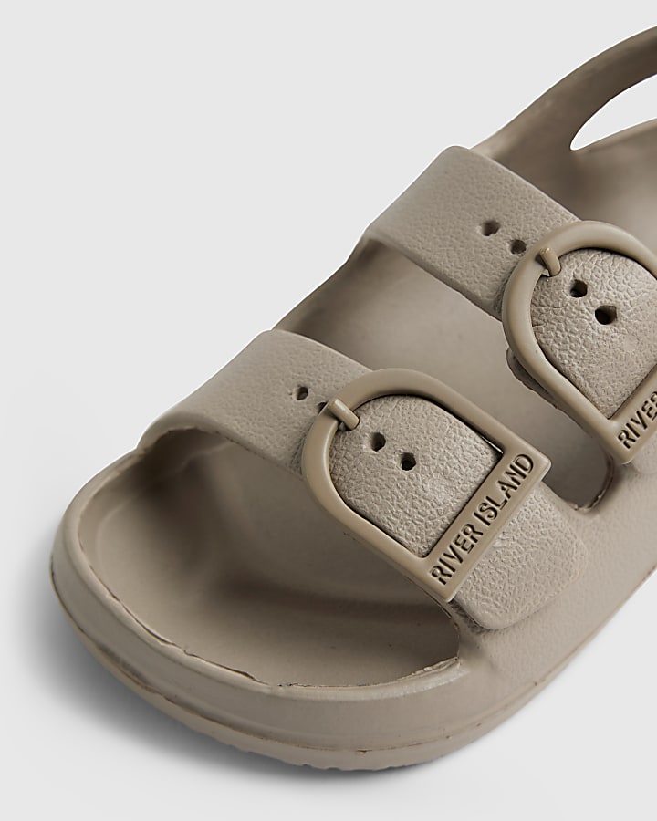 Mini Boys Beige Moulded Double Strap Sliders