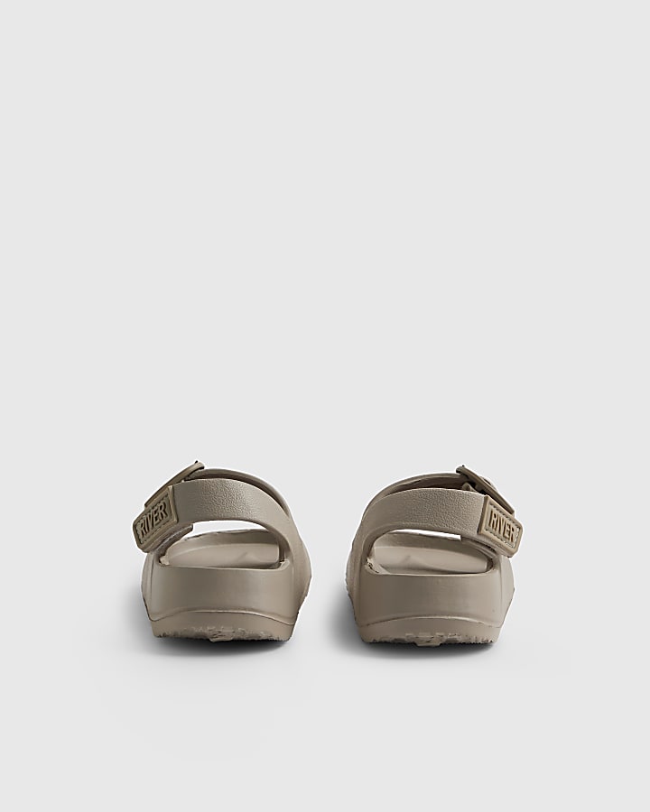 Mini Boys Beige Moulded Double Strap Sliders