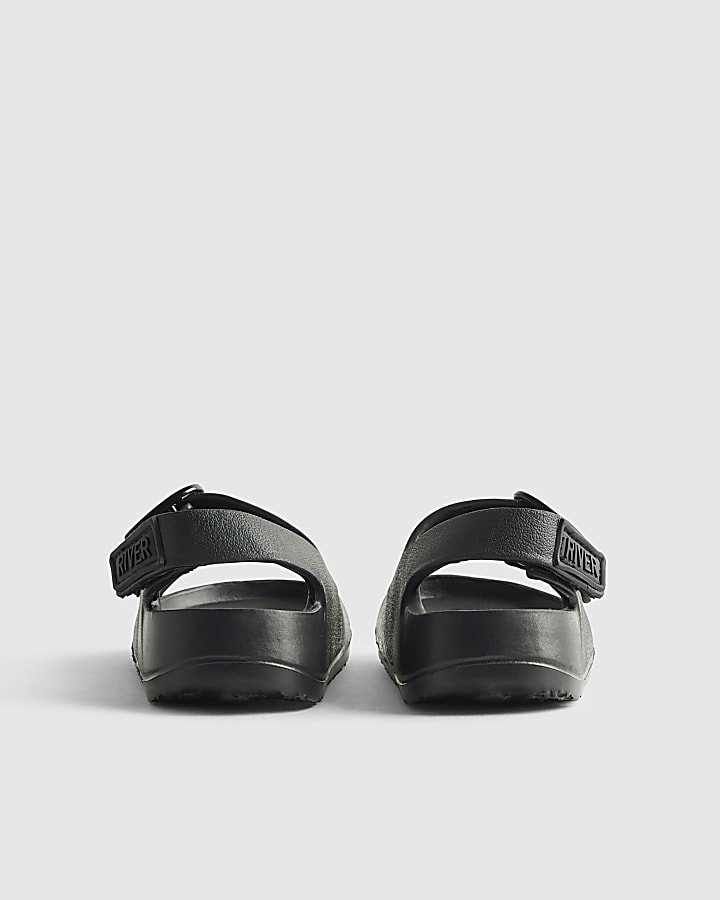 Mini Boys Black Moulded Double Strap Sliders