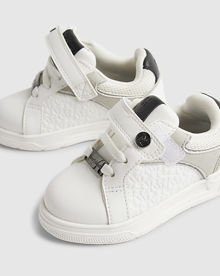 Mini Boys White RI Embossed Trainers