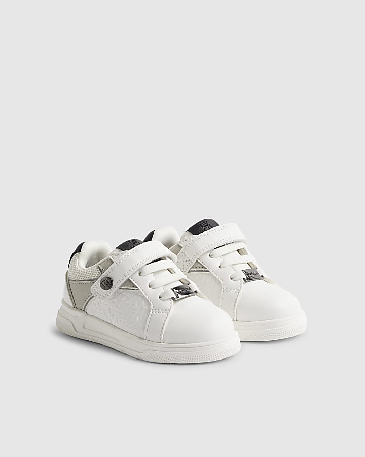 Mini Boys White RI Embossed Trainers