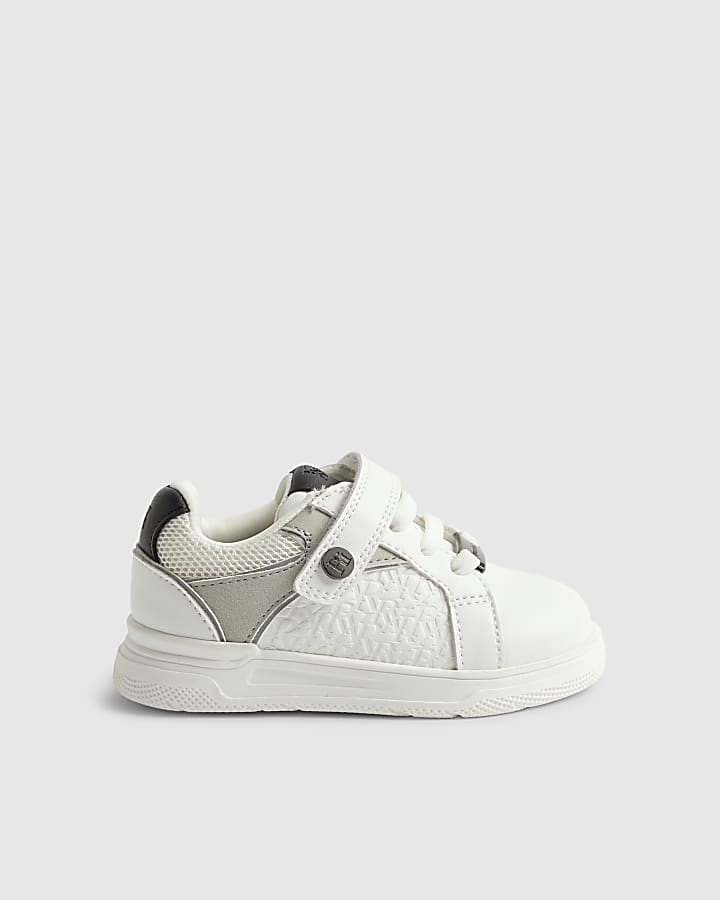 Mini Boys White RI Embossed Trainers