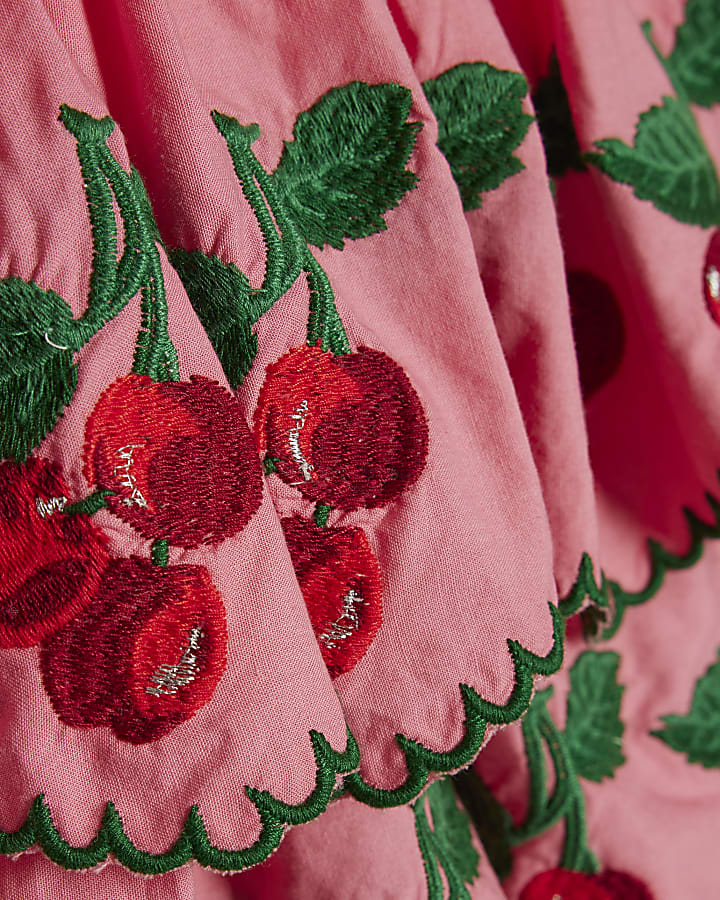 Girls Pink Cherry T-Shirt And Skirt Set