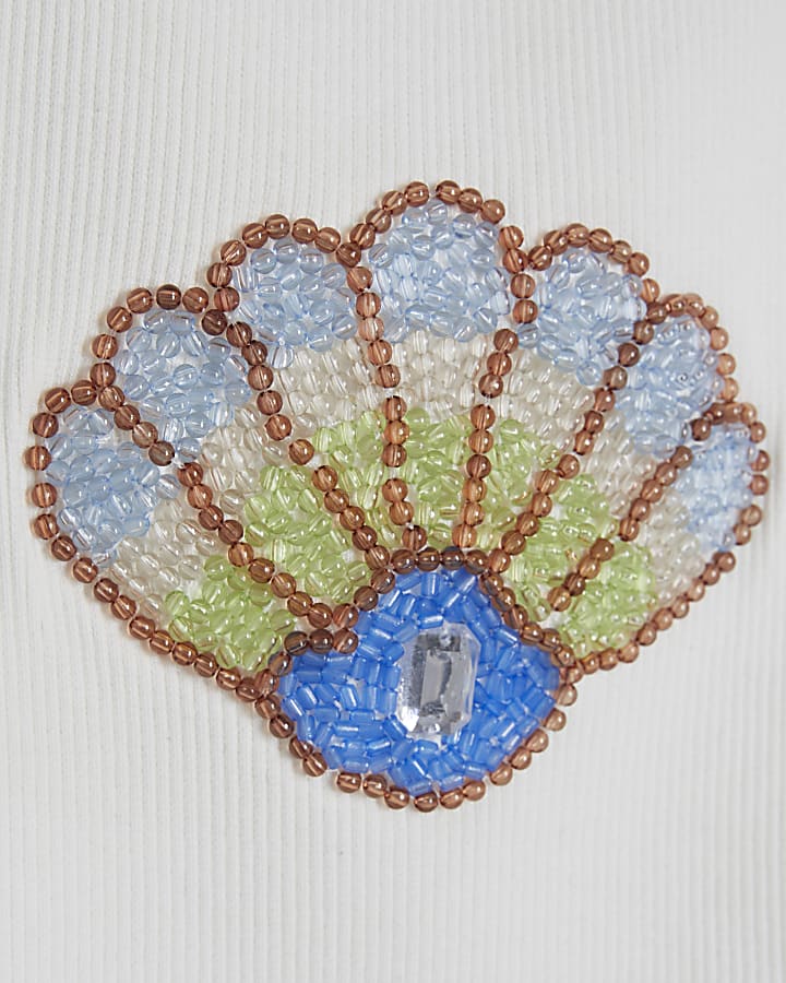 Girls Blue Shell Sequin Skirt Set