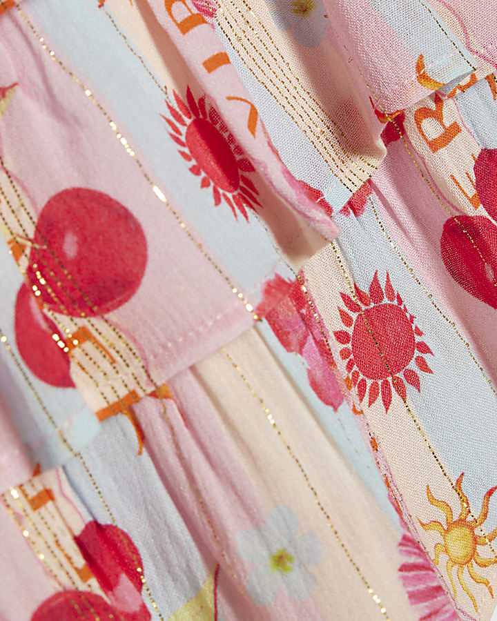 Mini Girls Blue Beach Print Mini Dress