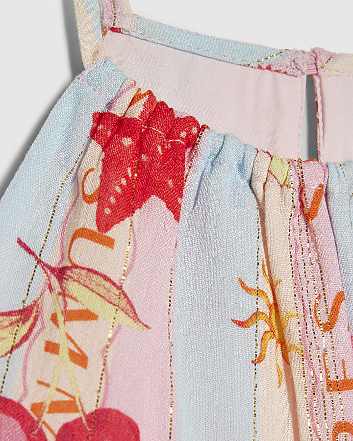 Mini Girls Blue Beach Print Mini Dress