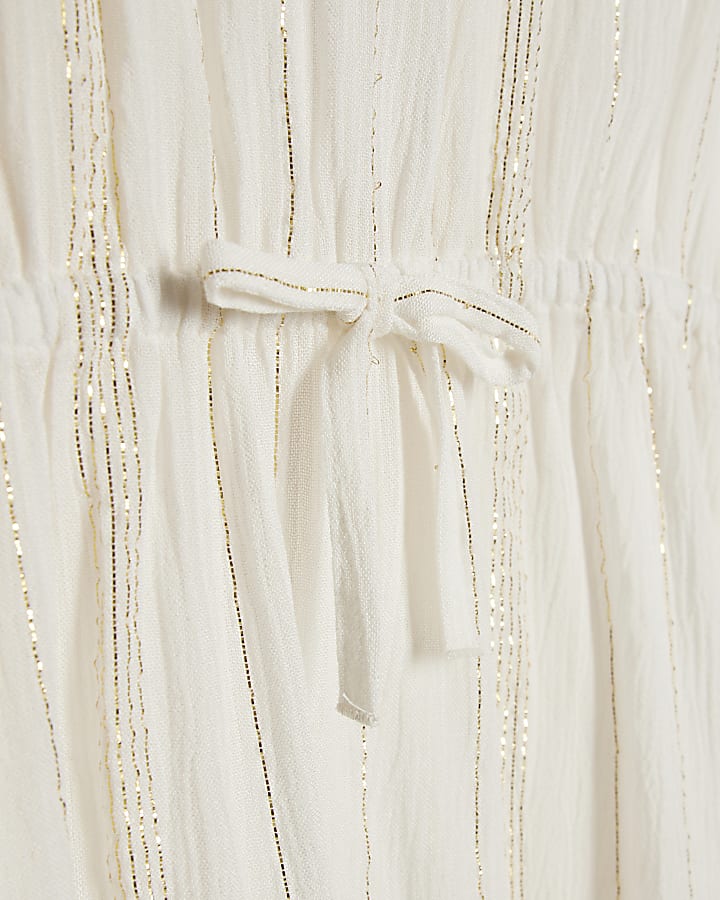 Girls Cream Embellished Kaftan