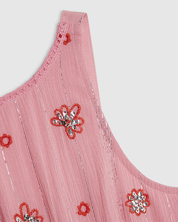 Girls Pink Floral Beach Dress