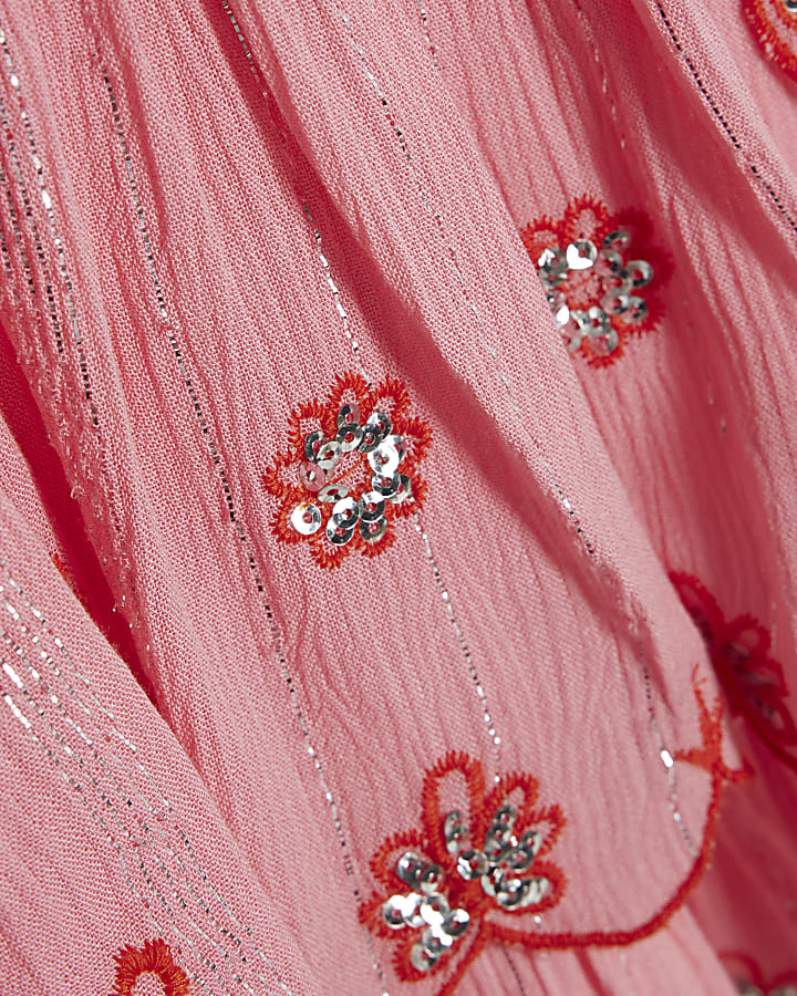 Girls Pink Floral Beach Dress