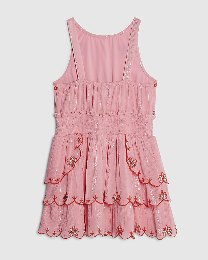 Girls Pink Floral Beach Dress