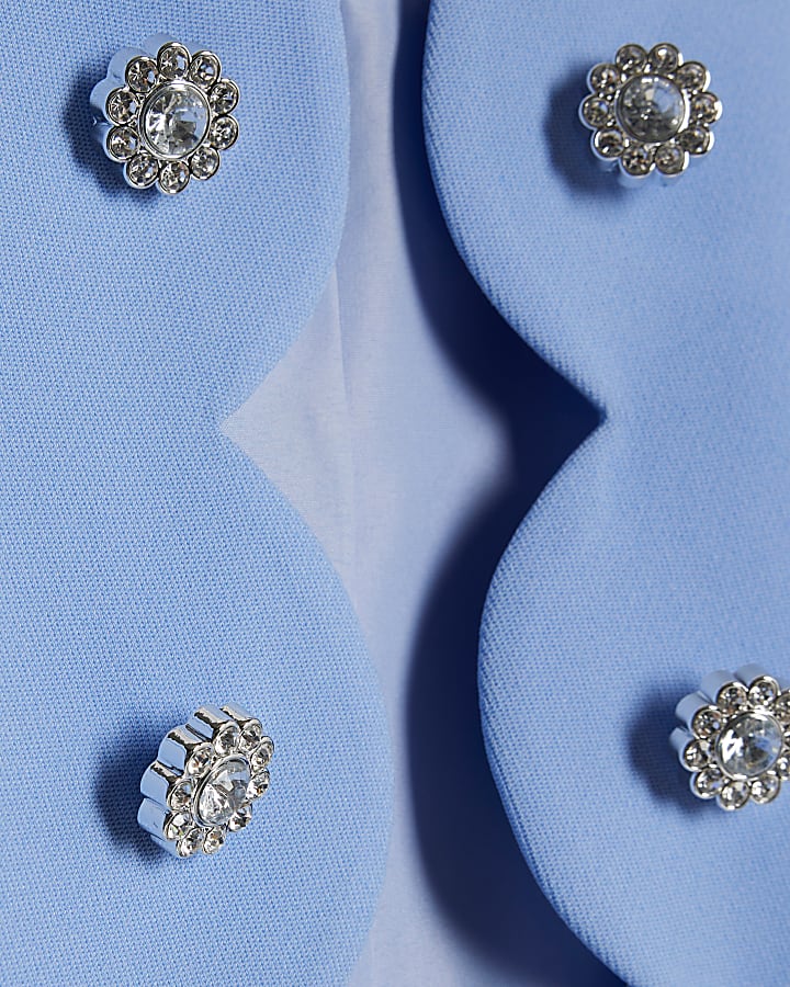 Girls Blue Scallop Skirt Set