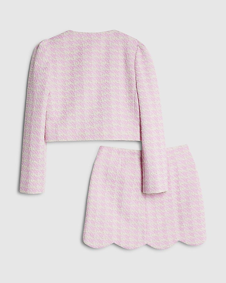 Girls Pink Scallop Skirt Set