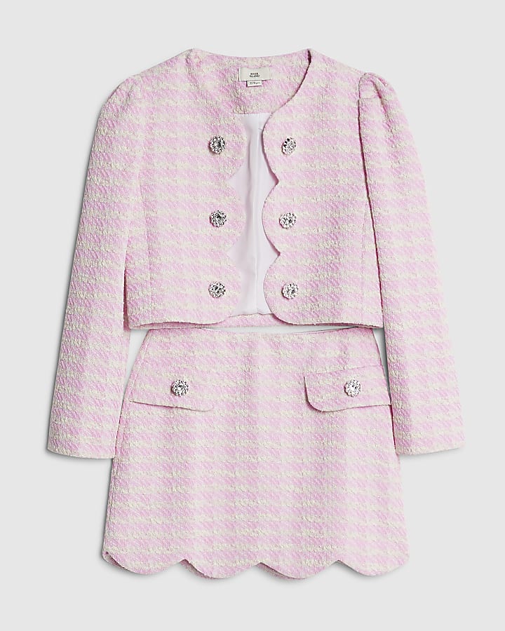 Girls Pink Scallop Skirt Set