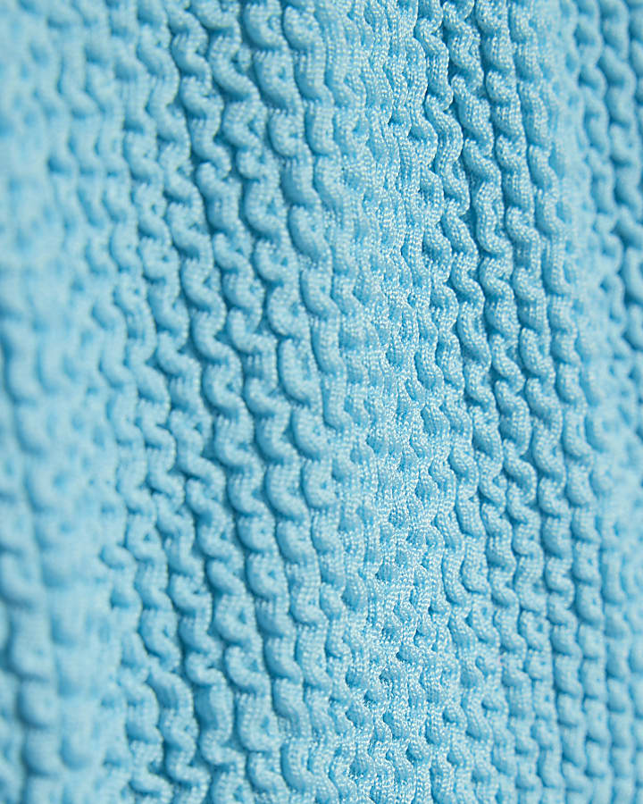 Girls Purple Colour Block Textured Swimsuit