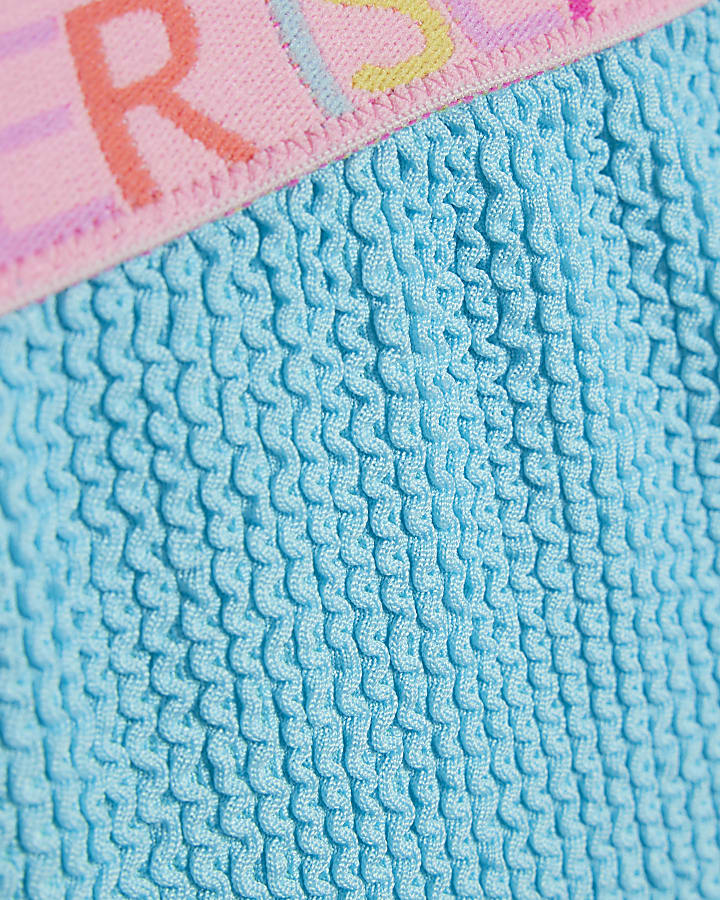 Girls Purple Textured Elastic Bikini Set