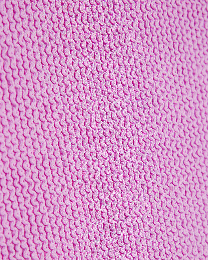 Girls Purple Textured T-Shirt And Bikini Set