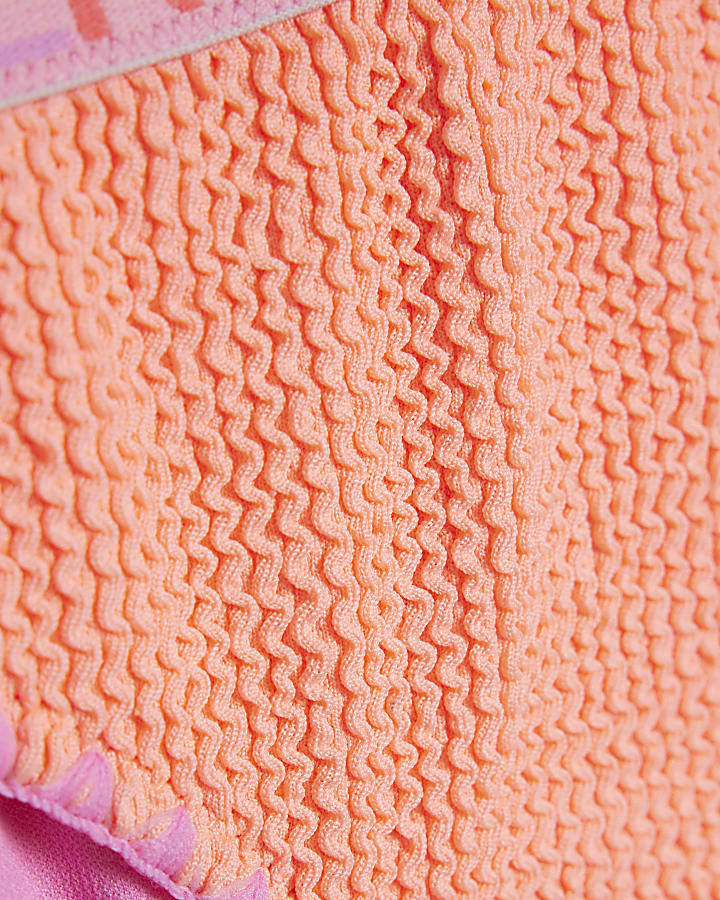 Girls Purple Textured T-Shirt And Bikini Set