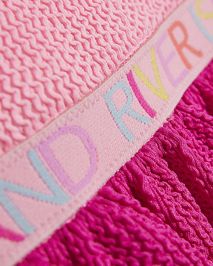 Mini Girls Pink Textured Elastic Swimsuit