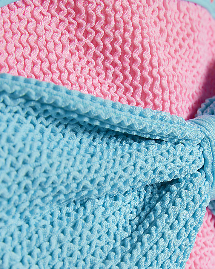 Mini Girls Pink Bow Textured Bikini Set