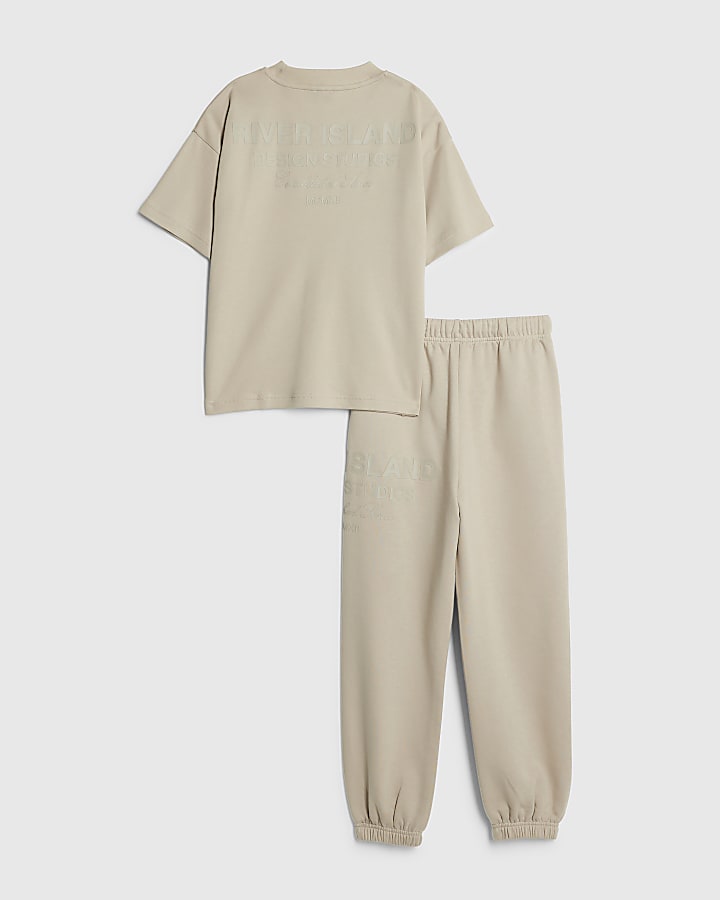 Boys Beige  RI T-Shirt Joggers Set