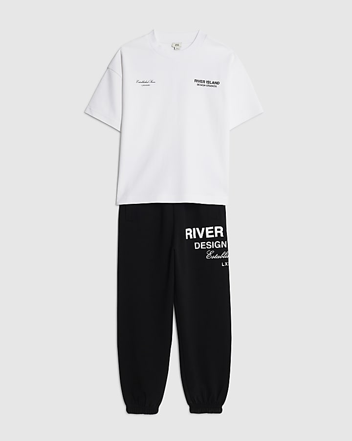 Boys White Design Studios Joggers Set