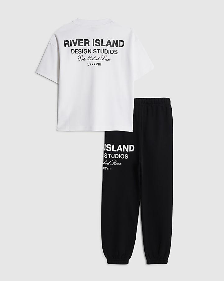 Boys White Design Studios Joggers Set