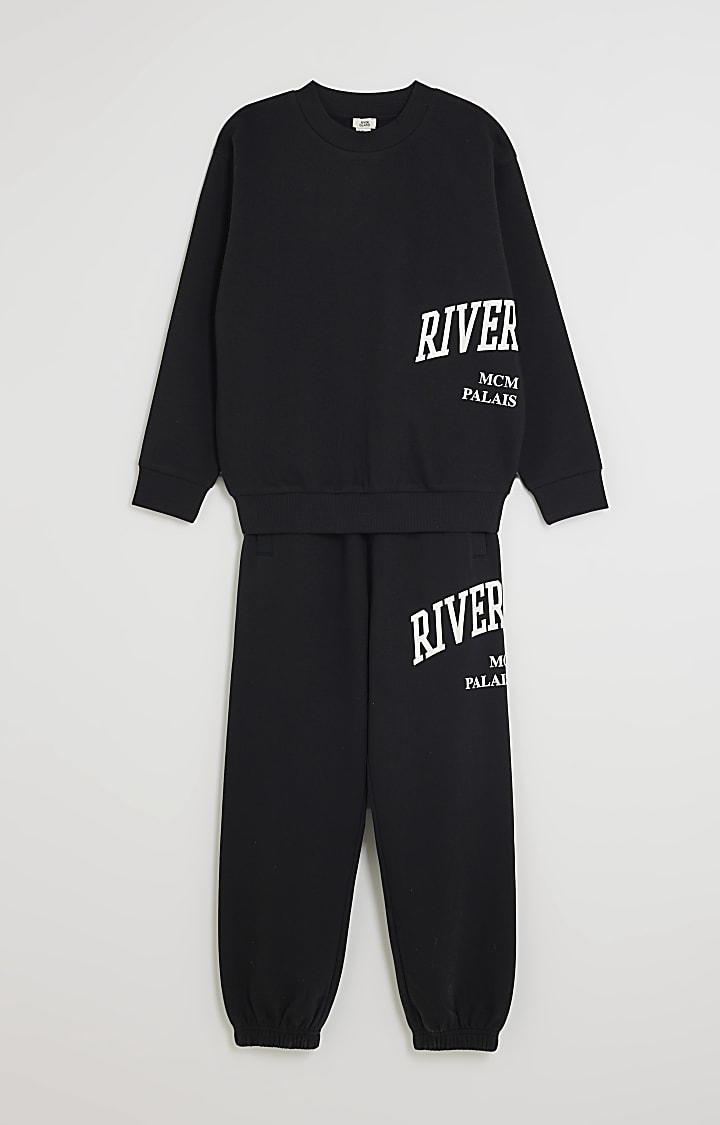 Boys Black RI Sweatshirt And Joggers Set